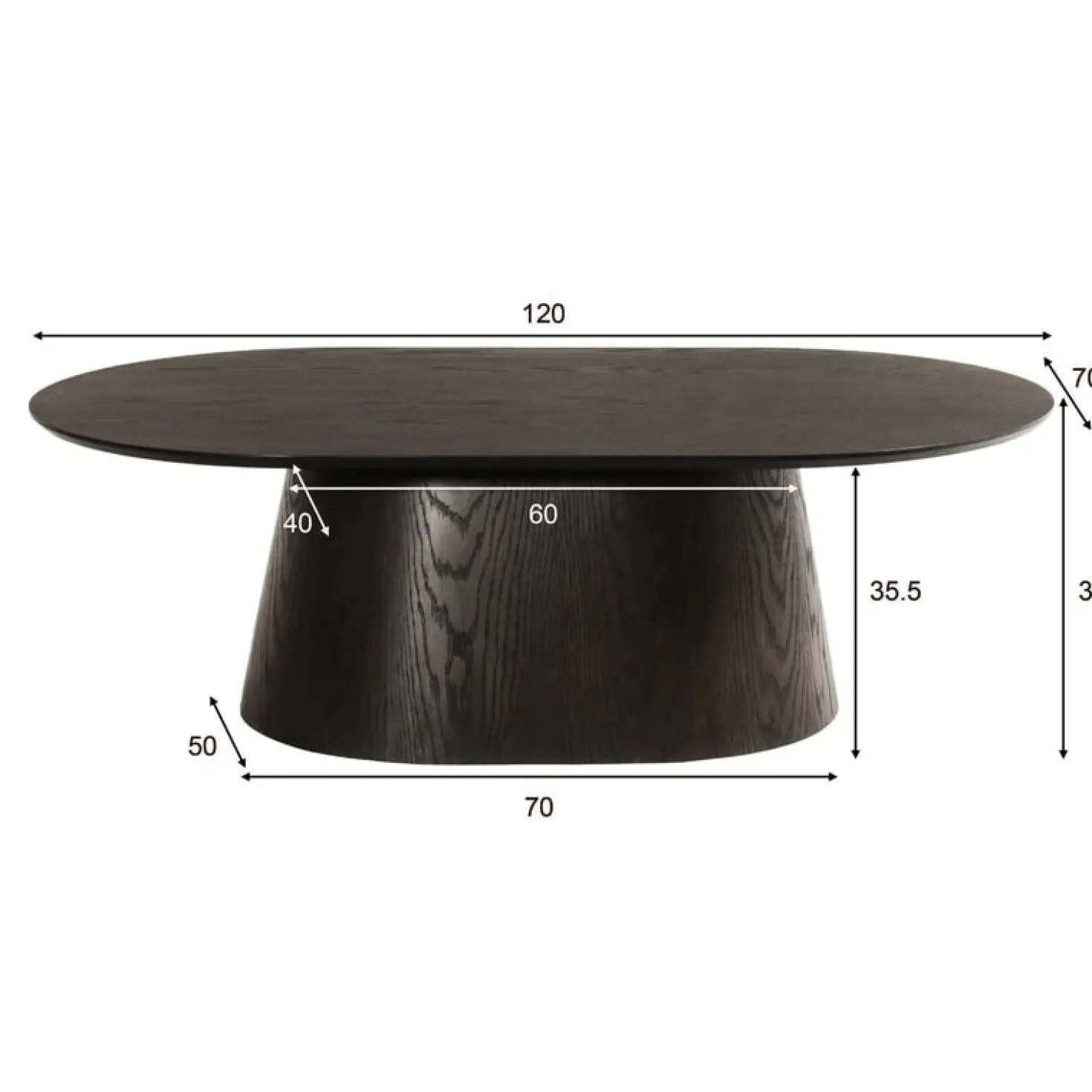 Novero Salontafel Espresso eiken Ovaal 120cm
