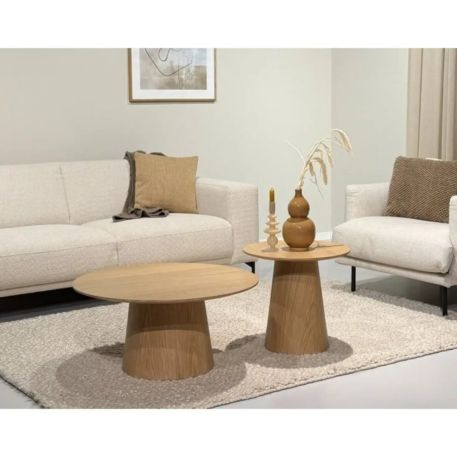 Novero Salontafel naturel eiken 50cm rond