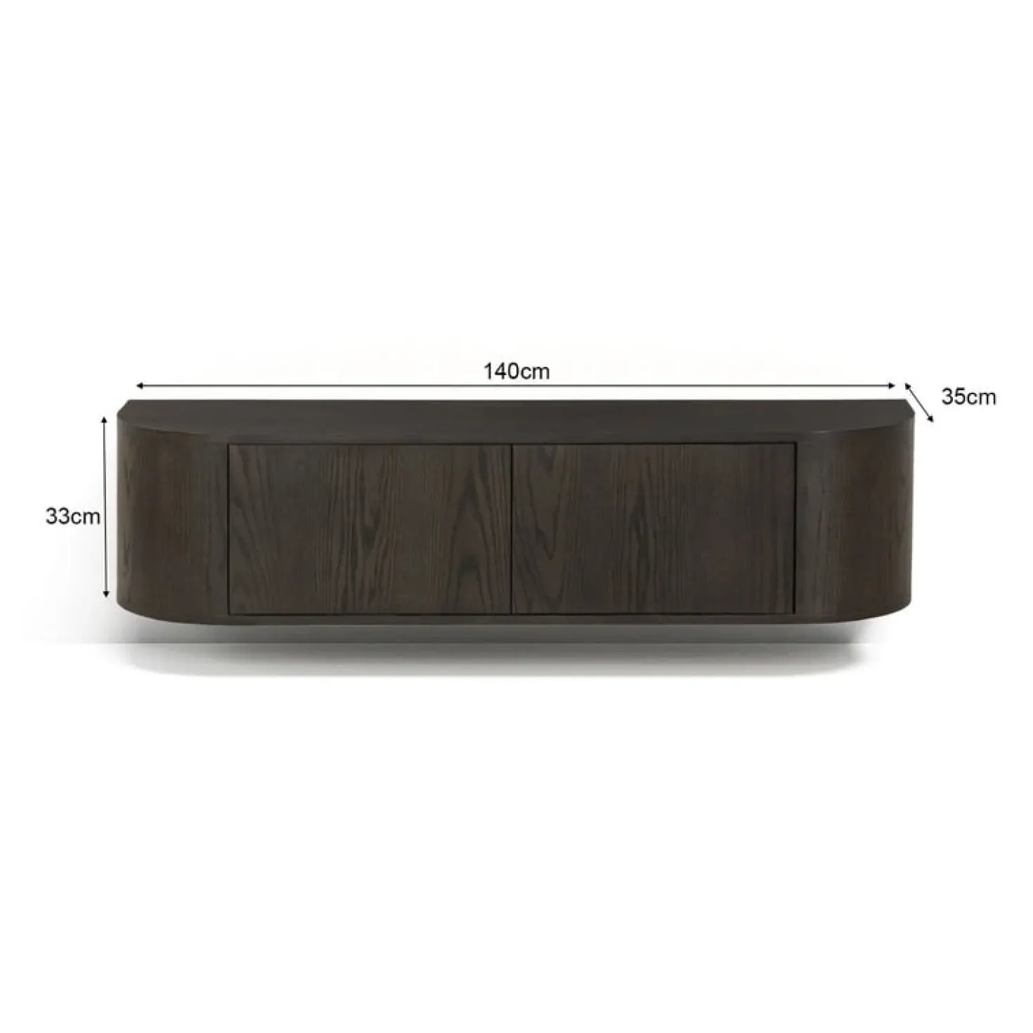 Novero Zwevend Tv meubel Espresso eiken 140cm