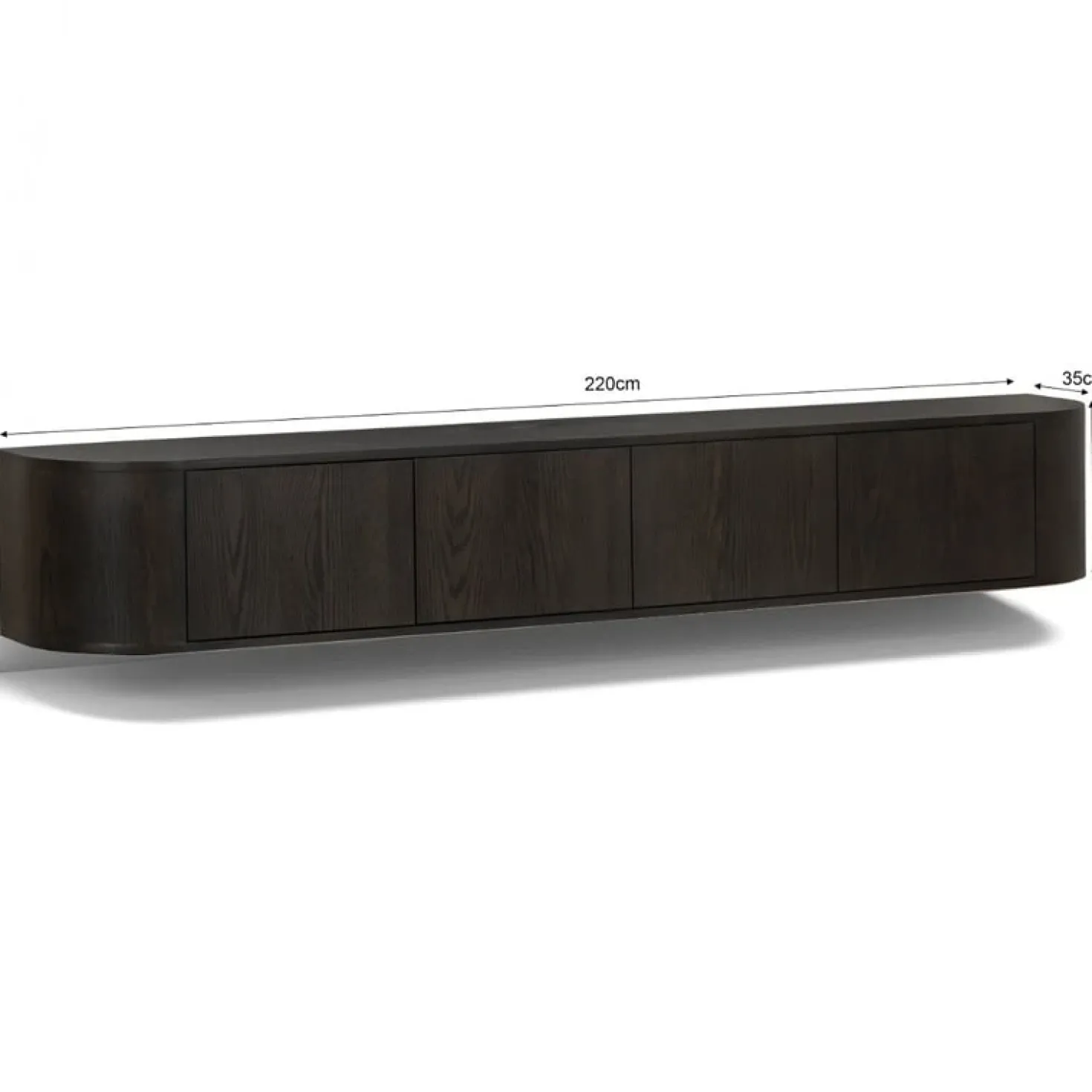 Novero Zwevend Tv meubel Espresso eiken 220cm