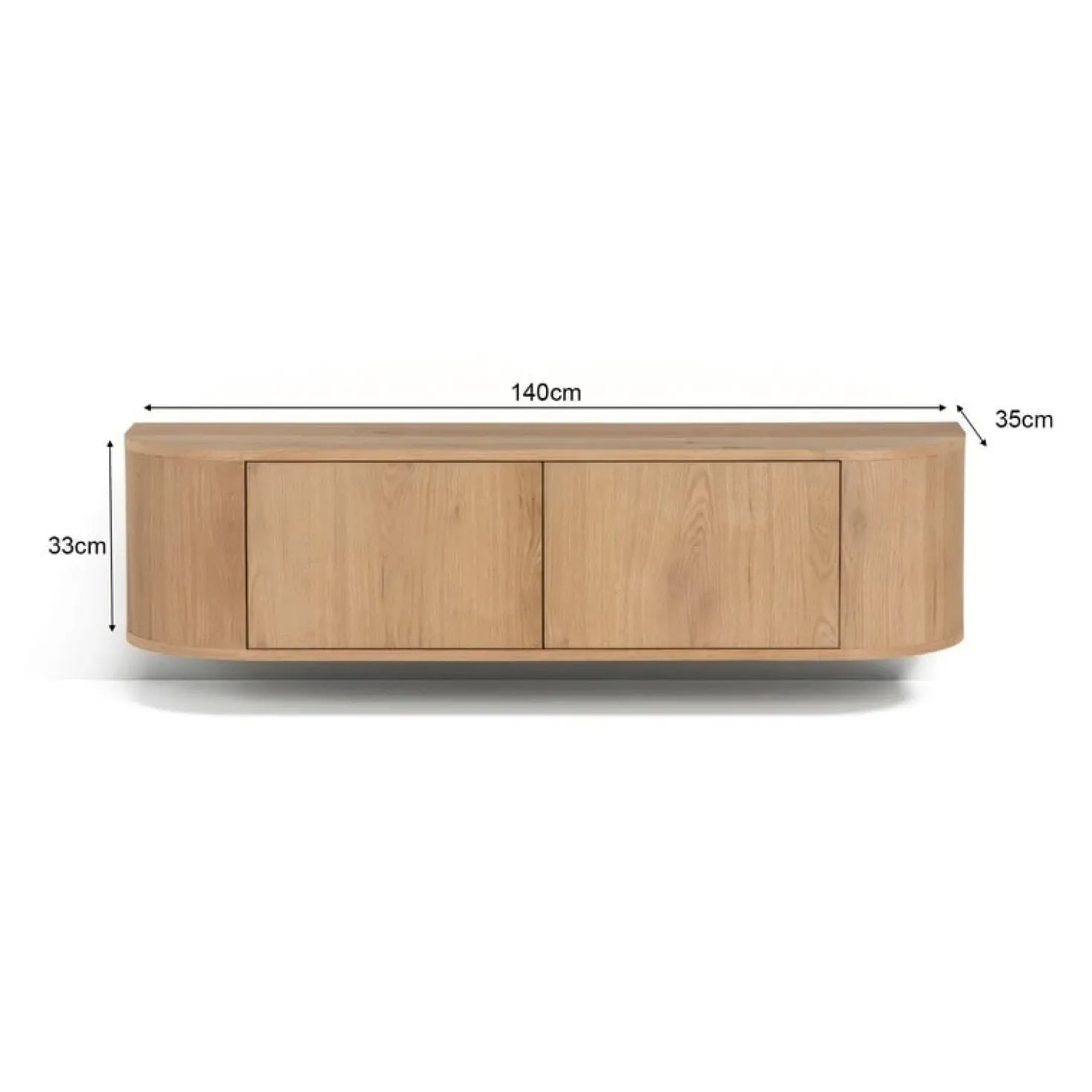 Novero Zwevend Tv meubel naturel eiken 140cm