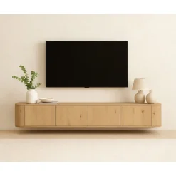 Novero Zwevend Tv meubel naturel eiken 220cm