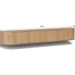 Novero Zwevend Tv meubel naturel eiken 220cm