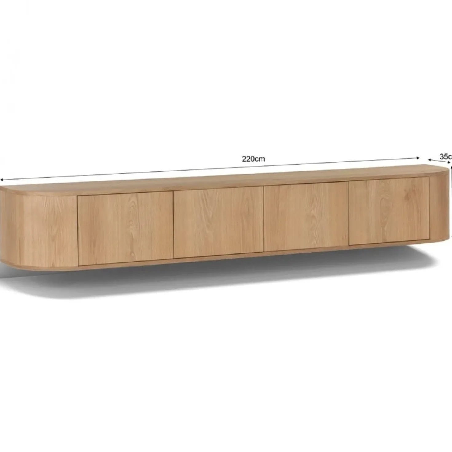 Novero Zwevend Tv meubel naturel eiken 220cm