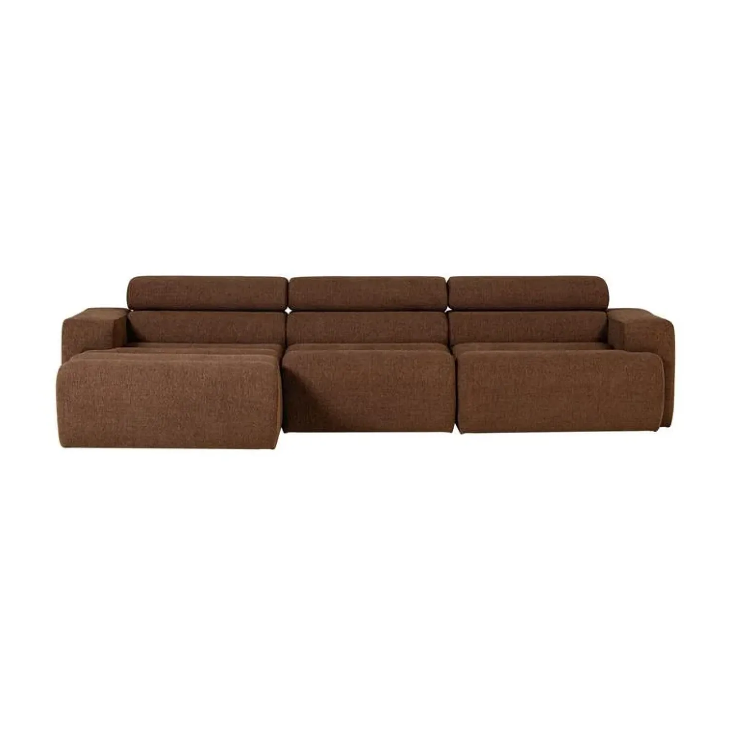 Novi Chaise Longue Bank Links Bouclé Mokkabruin