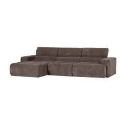 Novi Chaise Longue Bank Links Ribstof Grijsbruin