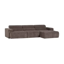 Novi Chaise Longue Bank Rechts Ribstof Grijsbruin