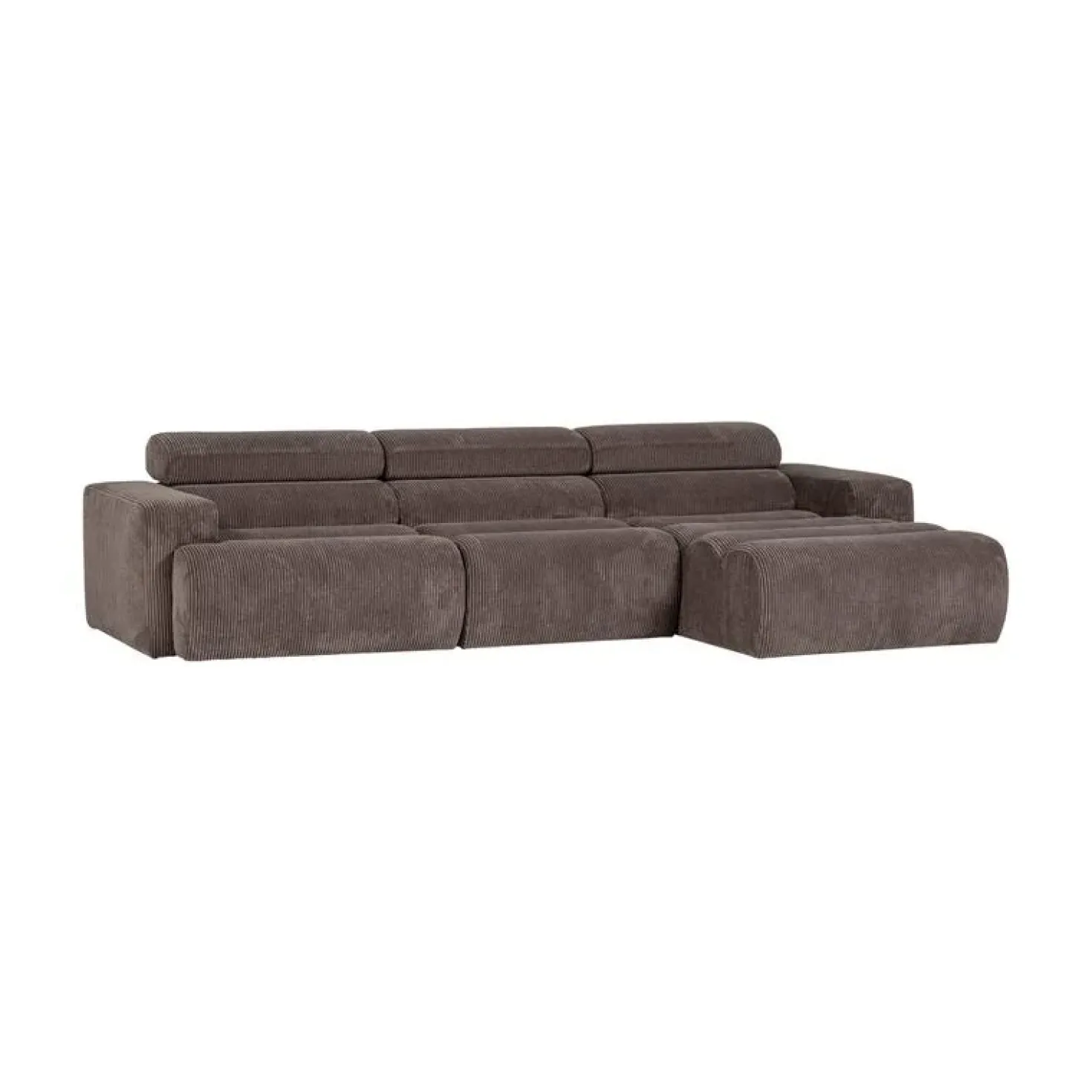 Novi Chaise Longue Bank Rechts Ribstof Grijsbruin