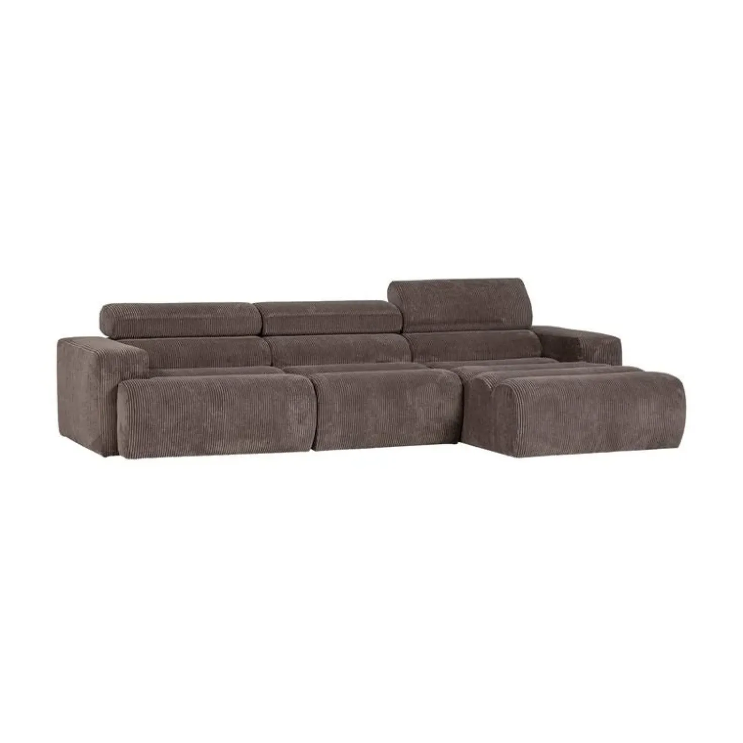 Novi Chaise Longue Bank Rechts Ribstof Grijsbruin