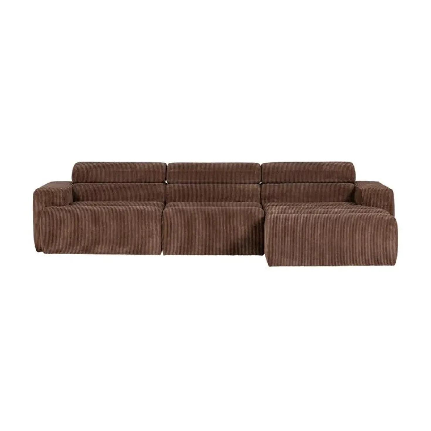 Novi Chaise Longue Bank Rechts Ribstof Mokkabruin