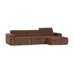 Novi Chaise Longue Bank Rechts Ribstof Mokkabruin