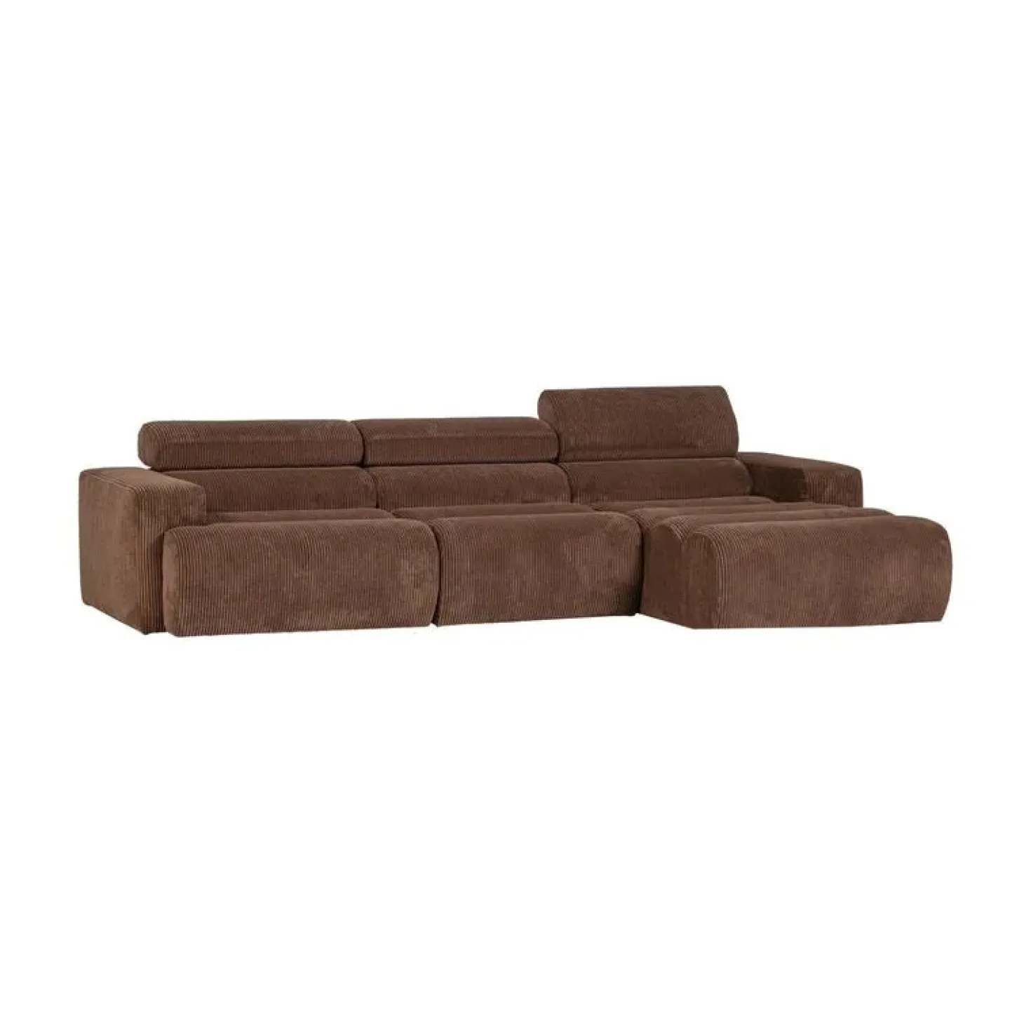 Novi Chaise Longue Bank Rechts Ribstof Mokkabruin