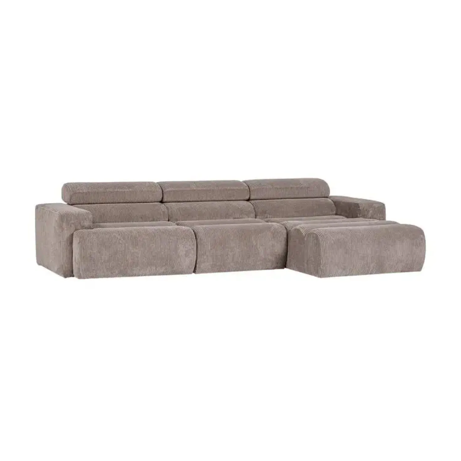 Novi Chaise Longue Bank Rechts Ribstof Zand