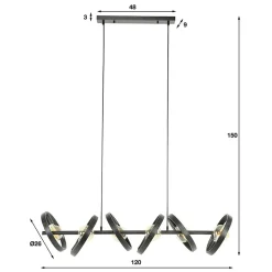 Octavia 6-lichts hanglamp industrieel