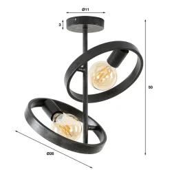 Octavia 2-lichts plafondlamp industrieel