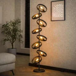 Octavia 8-lichts vloerlamp industrieel