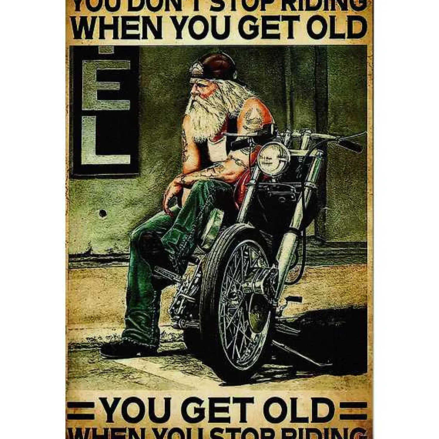 Old biker Don’t stop riding - metalen bord