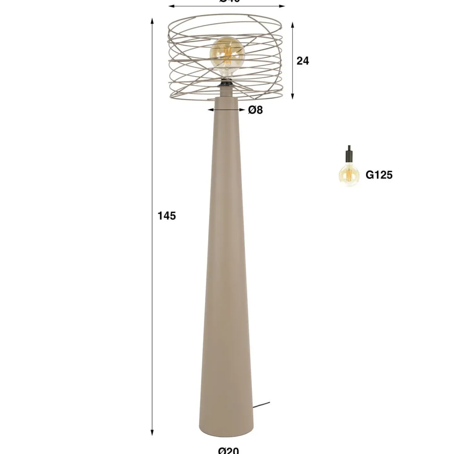 Omaha 1-lichts Vloerlamp Beige