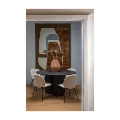 Oona Eettafel Rond Met 3-Poot MDF Donkerbruin 140cm