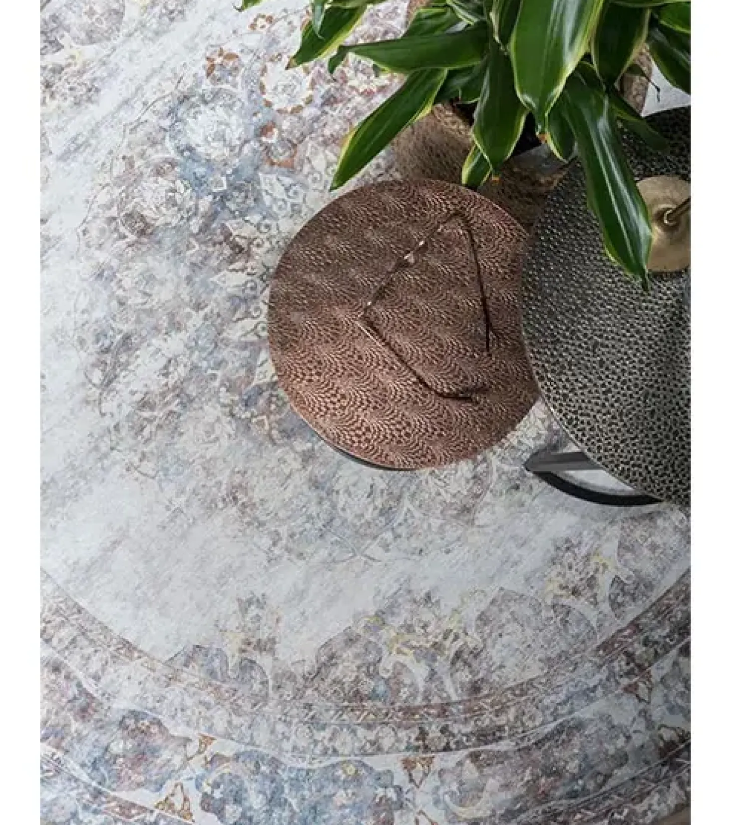 Parandis vloerkleed vintage rond taupe