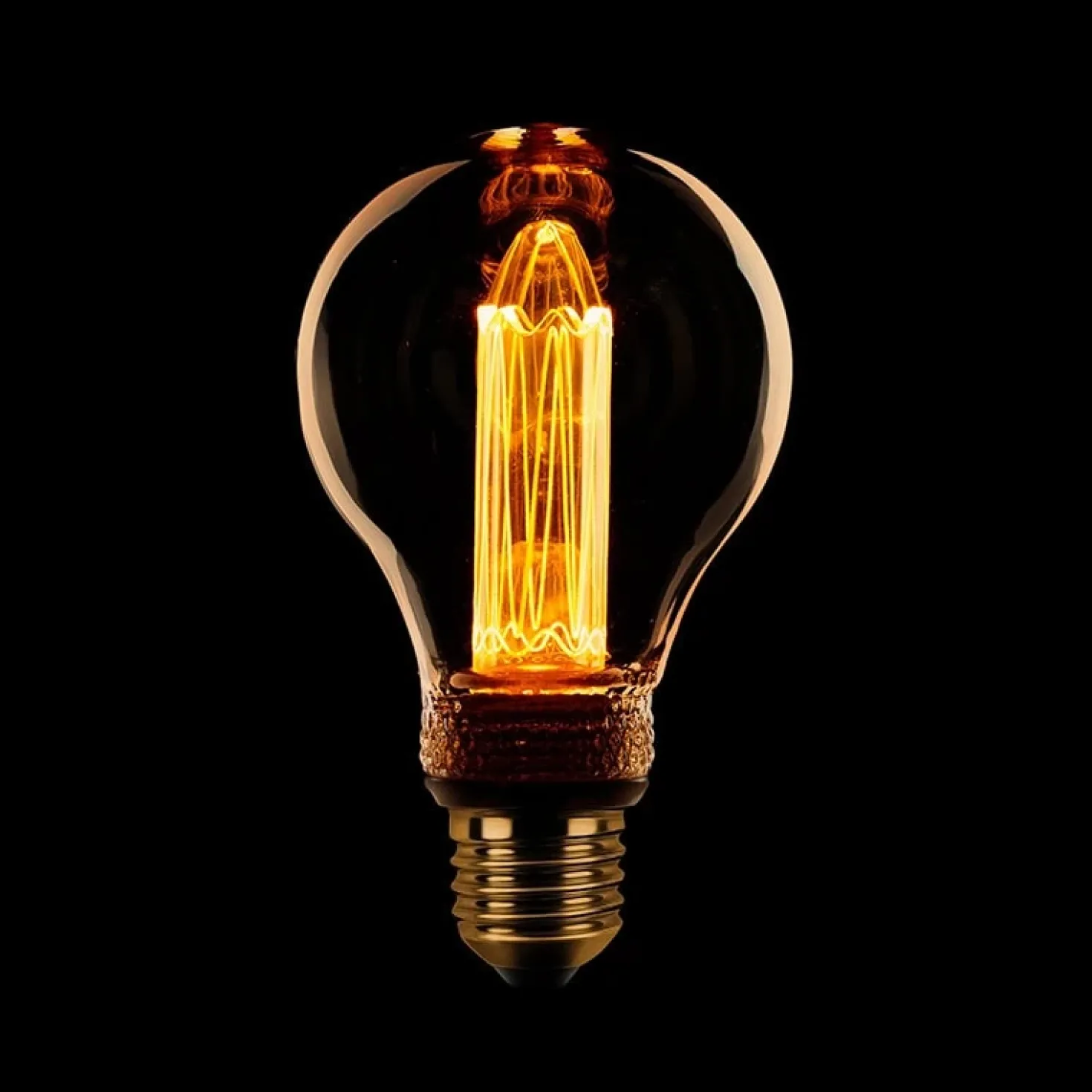 Peervormig kooldraad Ledlamp 2.3w/7w E27 240v 1800k dimbaar 65L amber/goud