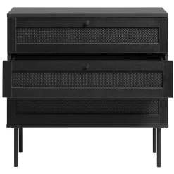Pernille dressoir zwart melamine rotan 80cm