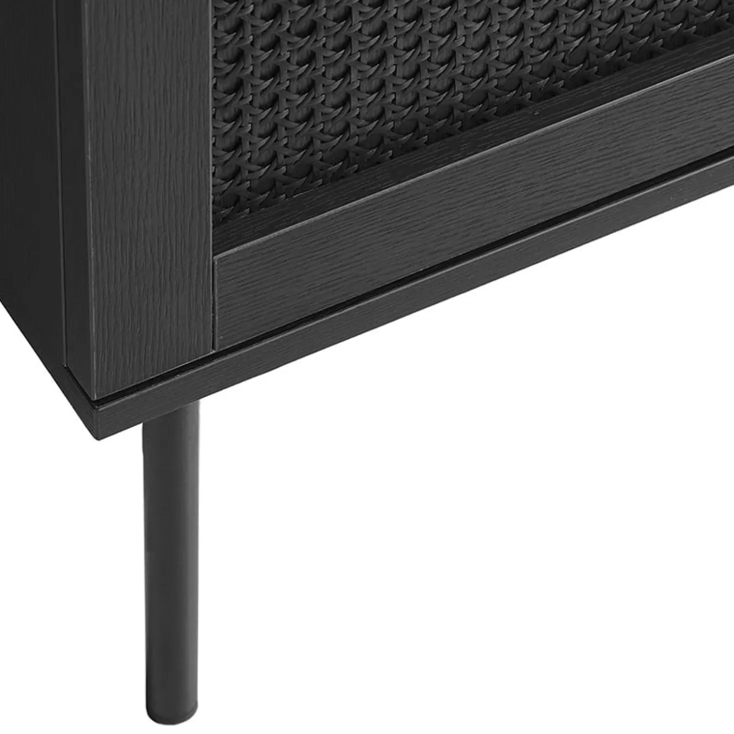 Pernille dressoir zwart melamine rotan 140cm