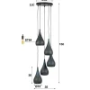 Pinch Hanglamp 5-lichts getrapt Zwart bruin
