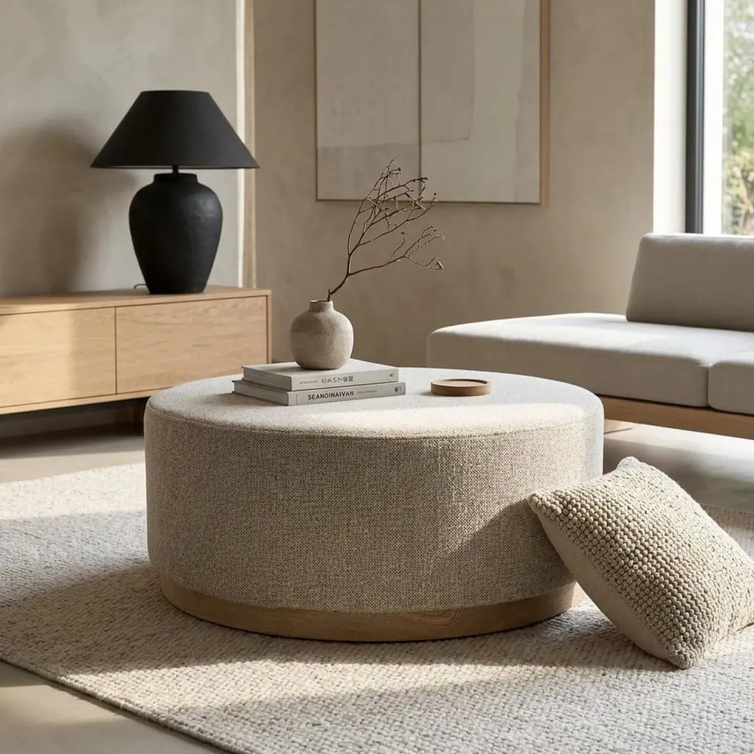 Poef Avah large taupe 80cm