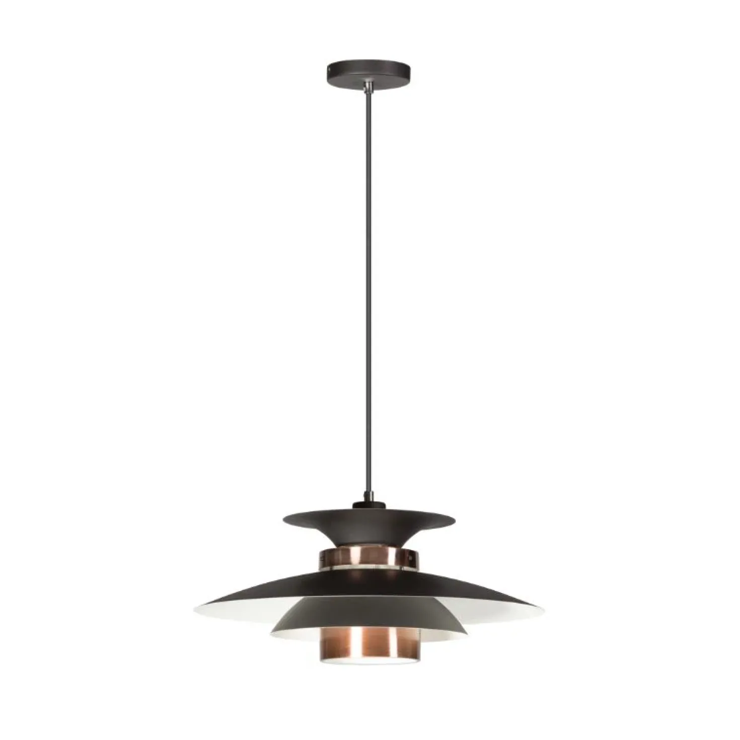 Potenza 1-lichts Hanglamp Zwart/Koper 50cm