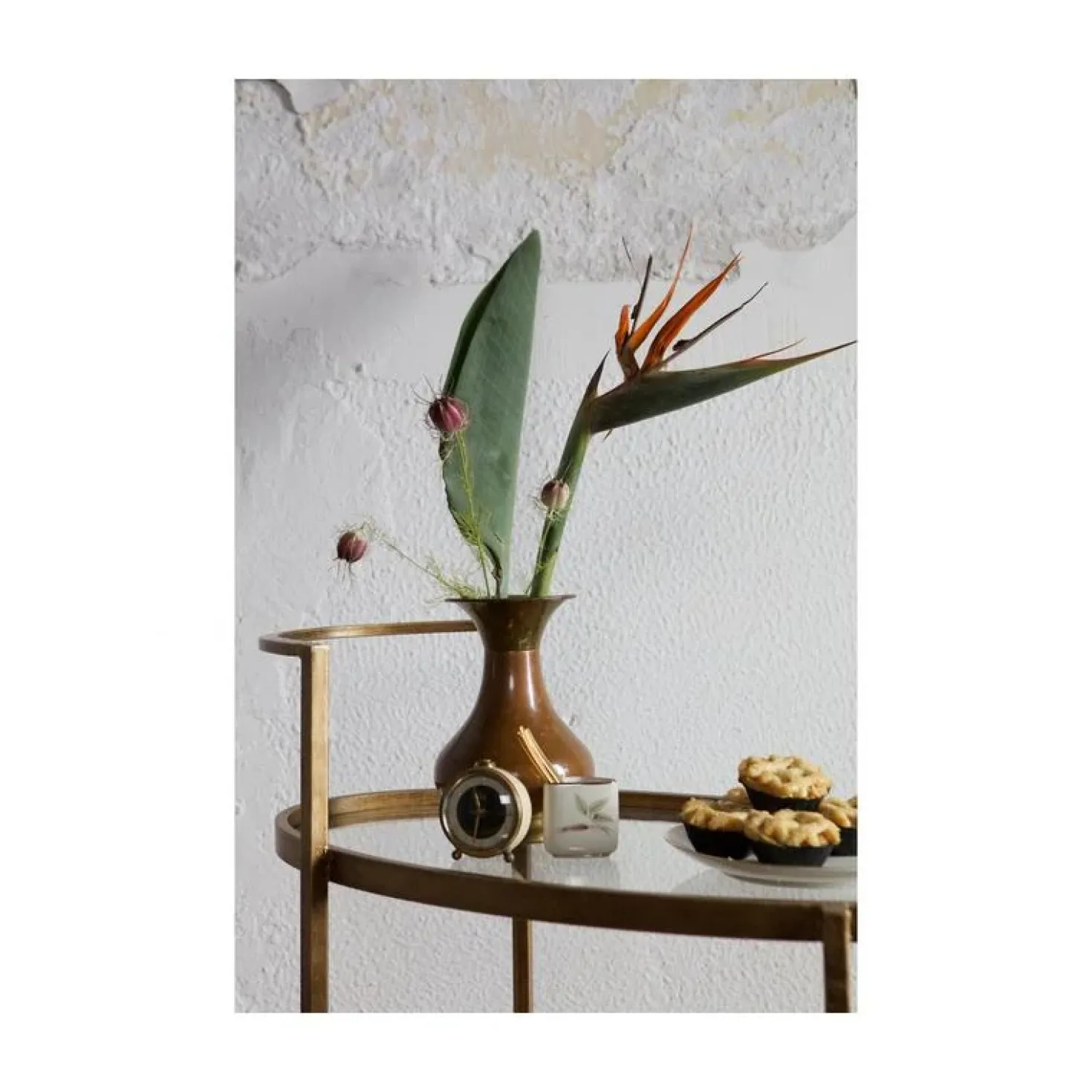 Push Trolley Metaal Antique Brass 67cm