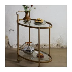 Push Trolley Metaal Antique Brass 67cm