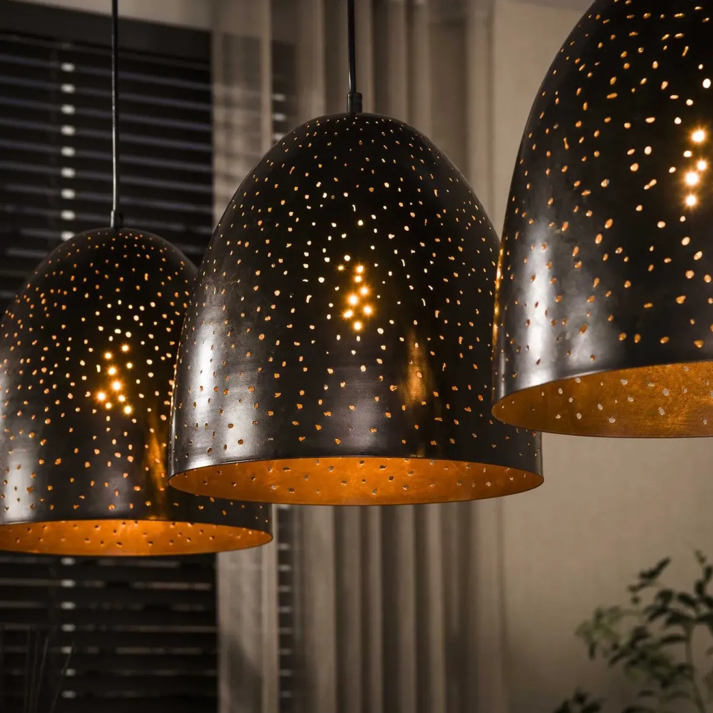 Quinn 3-lichts Hanglamp Geperforeerd Bruin
