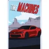 Red Car Time Machine - metalen bord