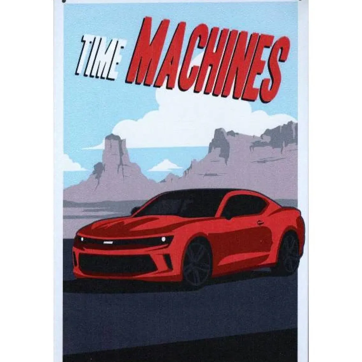 Red Car Time Machine - metalen bord