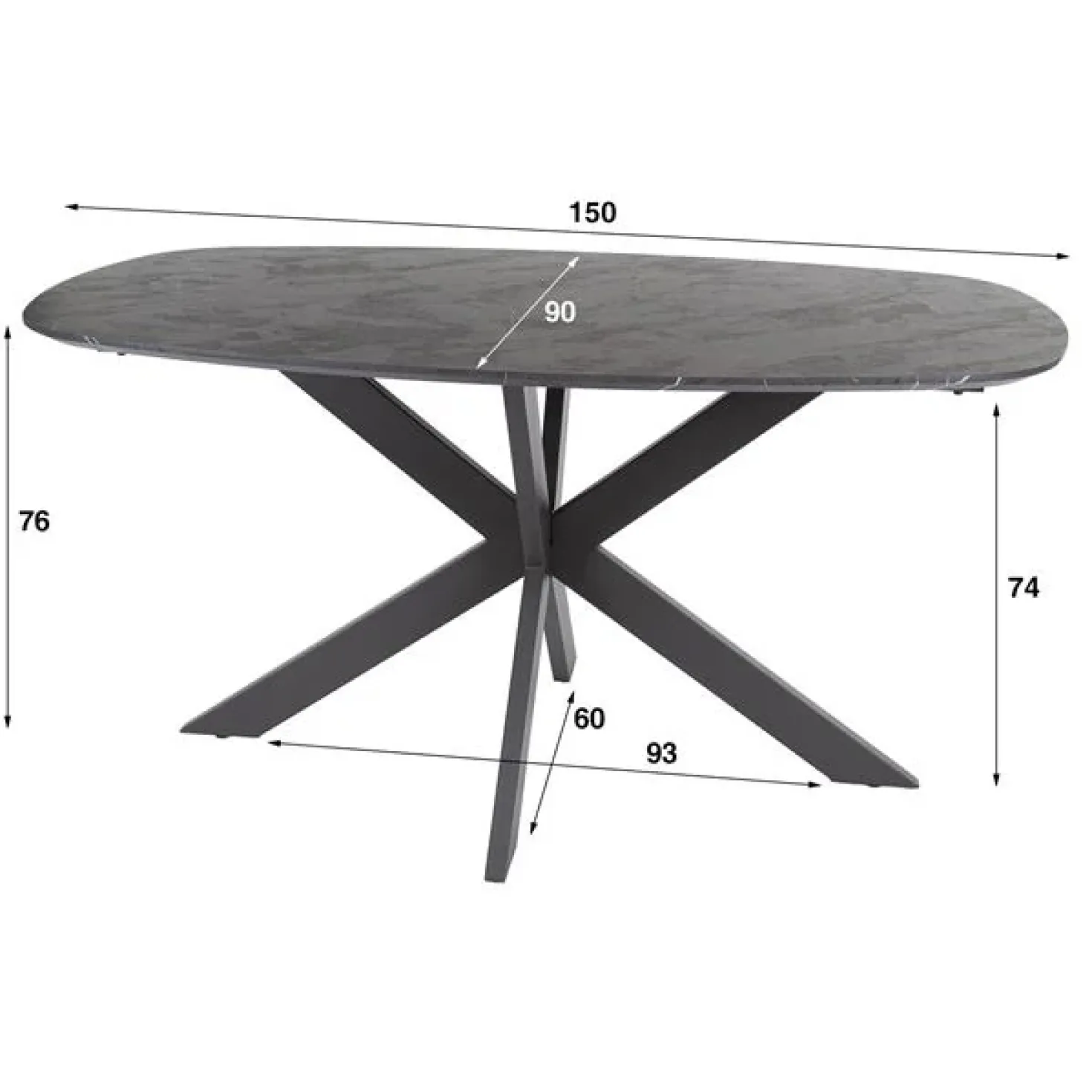 Reggy Eetkamertafel deens ovaal 150cm