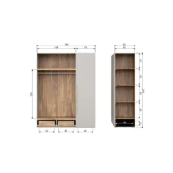 Rens 3-Deurs Kledingkast Pebble Grey 165cm