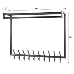 Rick Kapstok 20 haaks hoog Antraciet metaal 100cm