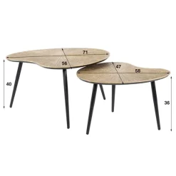 Rivo Salontafel set van 2 Niervorm Brons