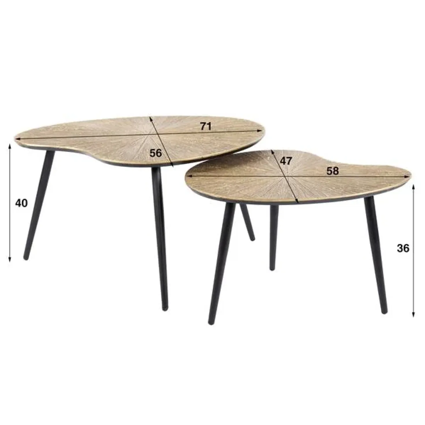 Rivo Salontafel set van 2 Niervorm Brons
