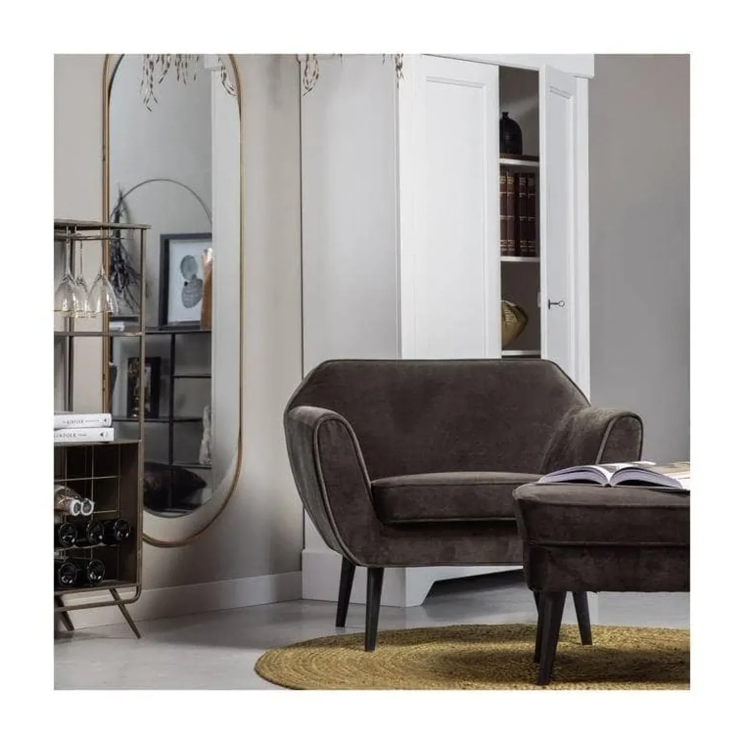 Rocco Hocker Velvet Warmgroen 77cm