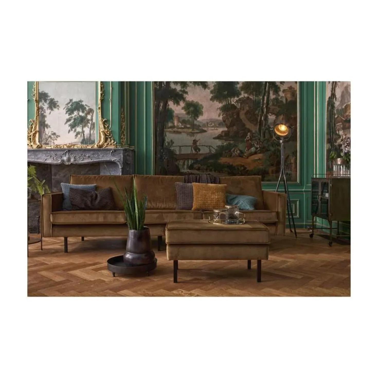 Rodeo Hocker Velvet Honinggeel 84cm