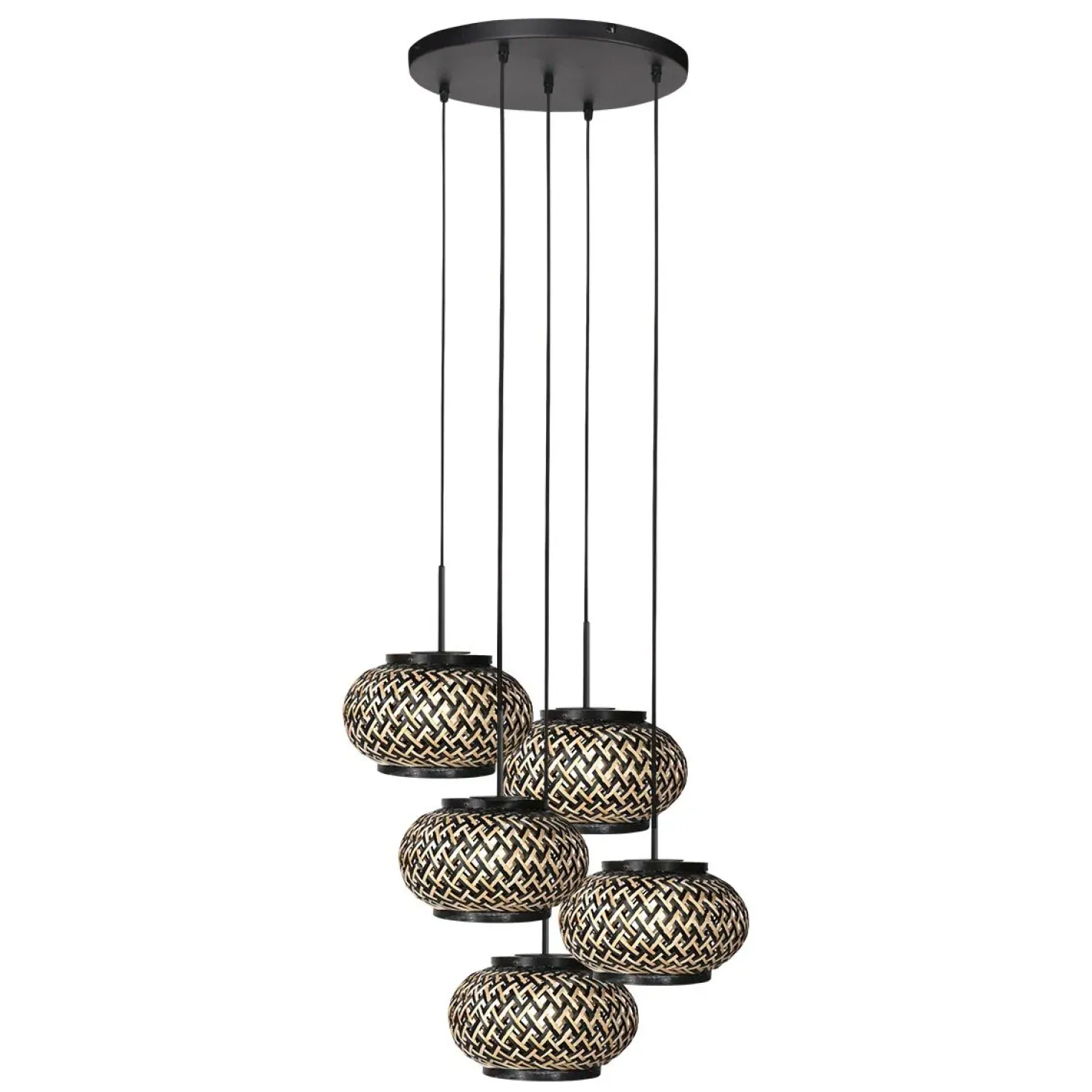 Roman Light 5-lichts Hanglamp Bamboe