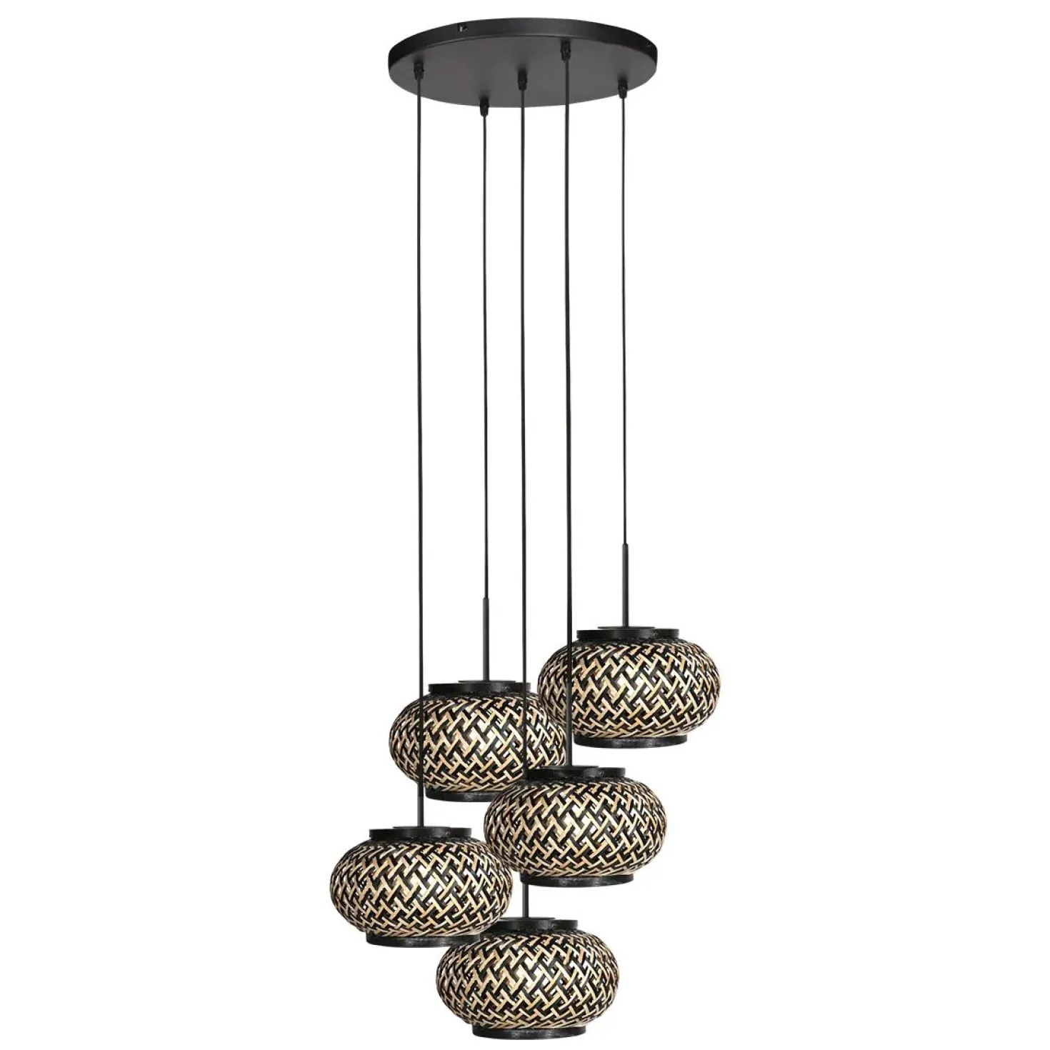 Roman Light 5-lichts Hanglamp Bamboe