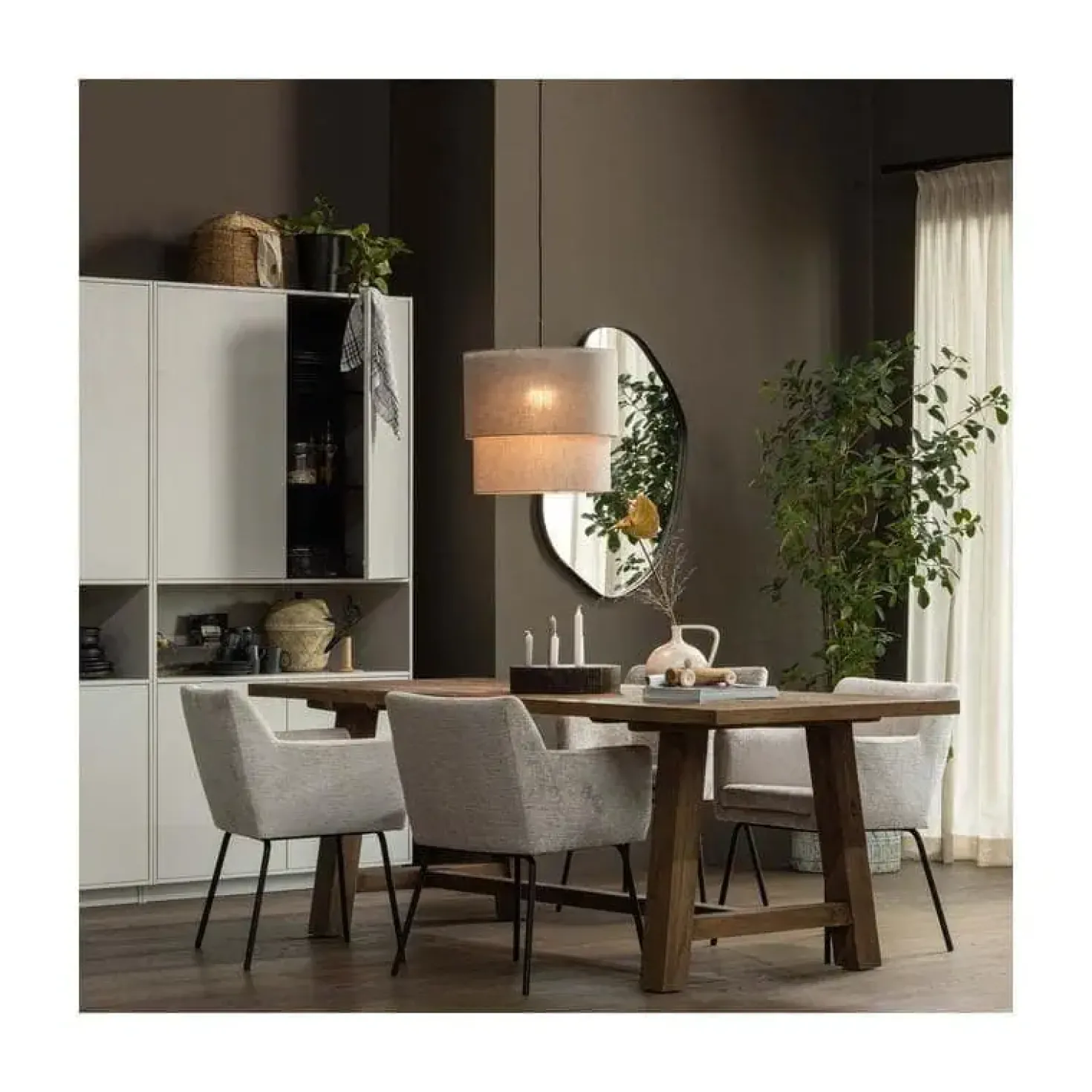 Romee Organische Spiegel Metaal Zwart 70cm