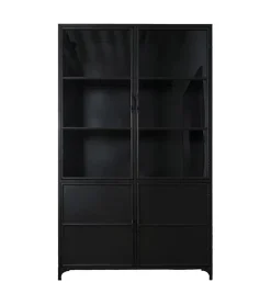 Romy vitrinekast industrieel zwart 120cm
