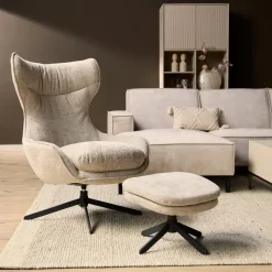 Roos Fauteuil met Hocker Taupe