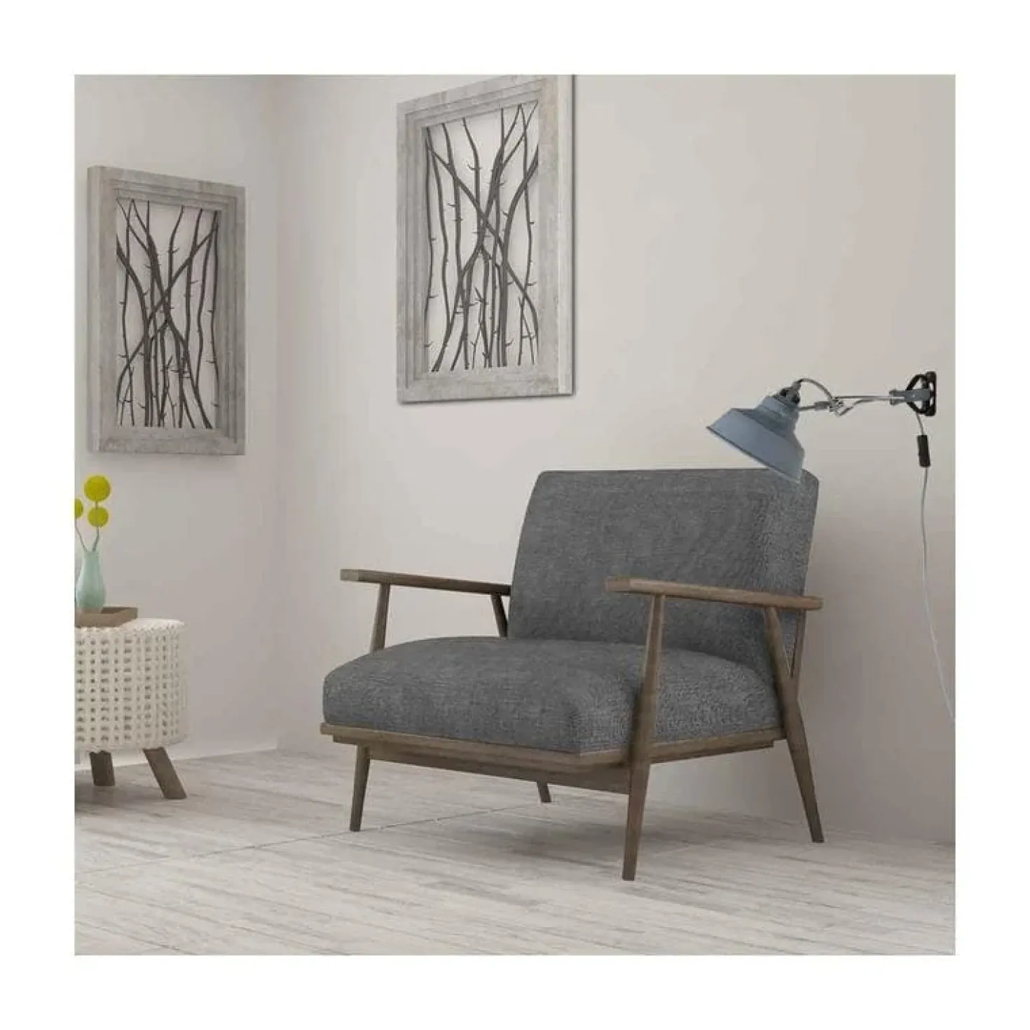 Ross 1-lichts Wandlamp Grijs