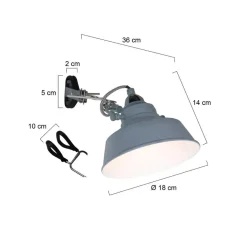 Ross 1-lichts Wandlamp Grijs