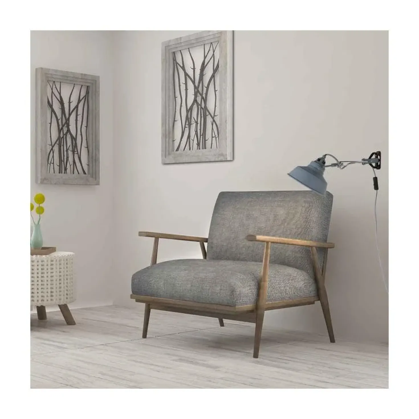 Ross 1-lichts Wandlamp Grijs